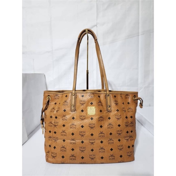 Authentic MCM Visetos Liz Tote Bag and Pouch Brown - Picture 1 of 14